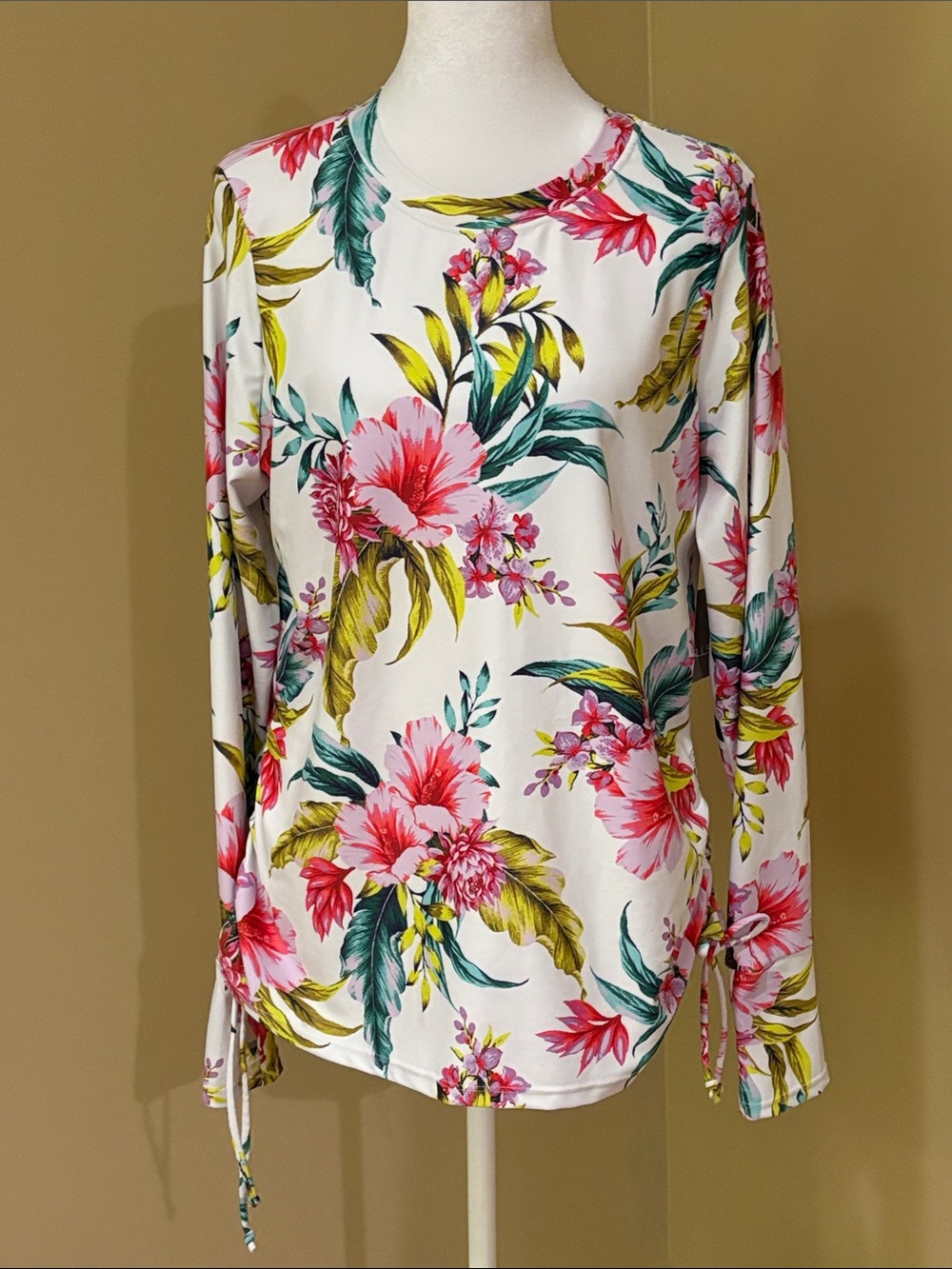 Sol Borne Floral Long-Sleeve Top - Pink Tropical Print size xL